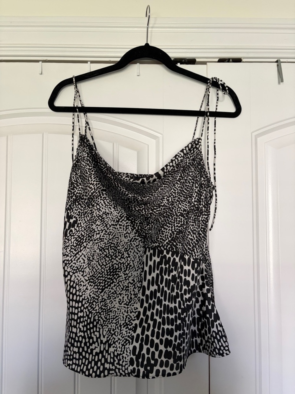 Express Black and White Animal Print Cowl Neck Cami